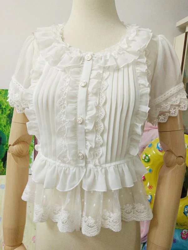 Summer Short Sleeve Lace Lolita Blouse - Image 6
