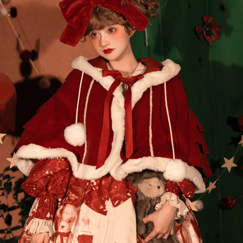 Bear Gift - Kawaii Lolita Christmas Dress and Cape - Image 3
