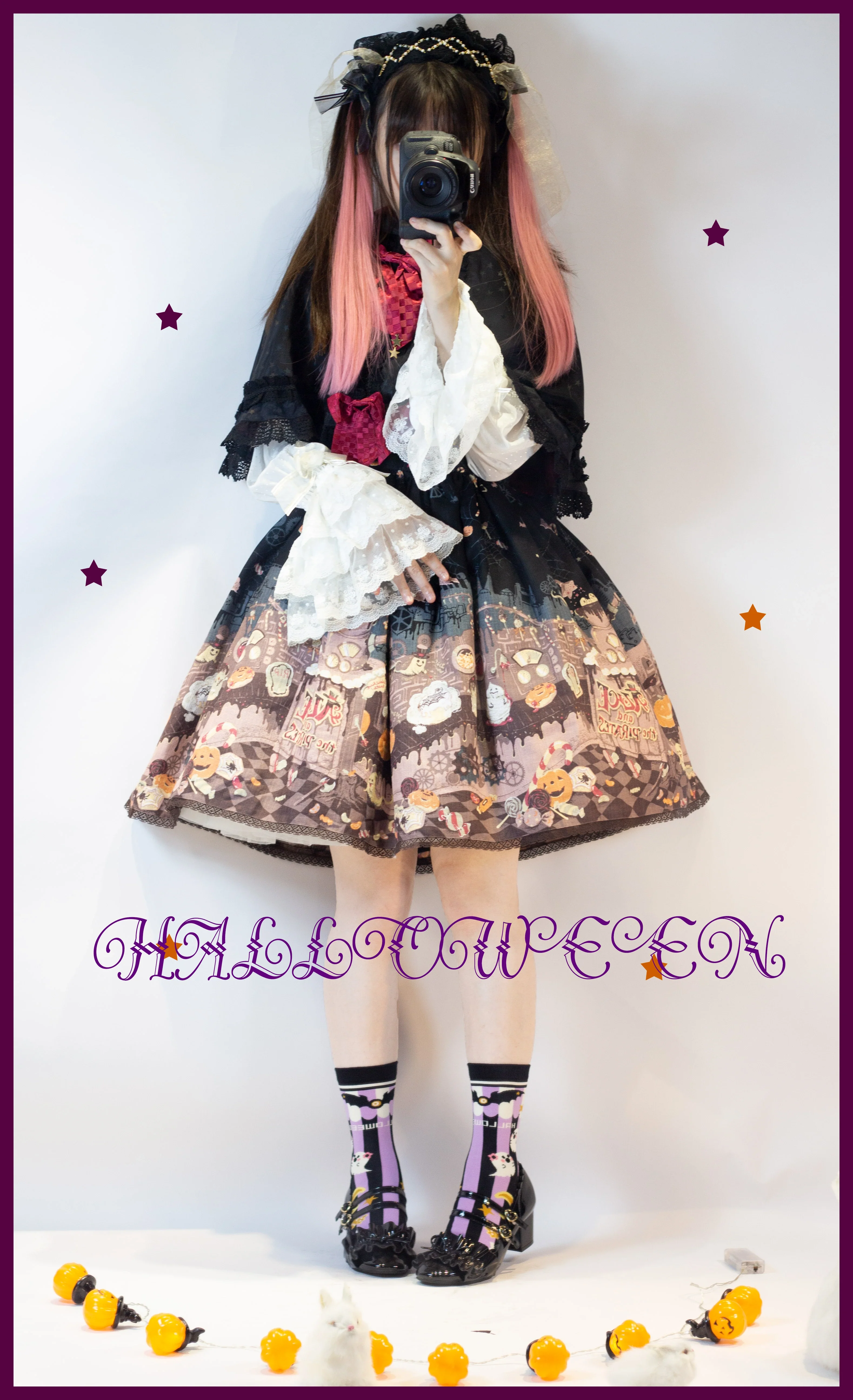 Gothic Lolita Halloween Pumpkin Bat Socks - Image 10