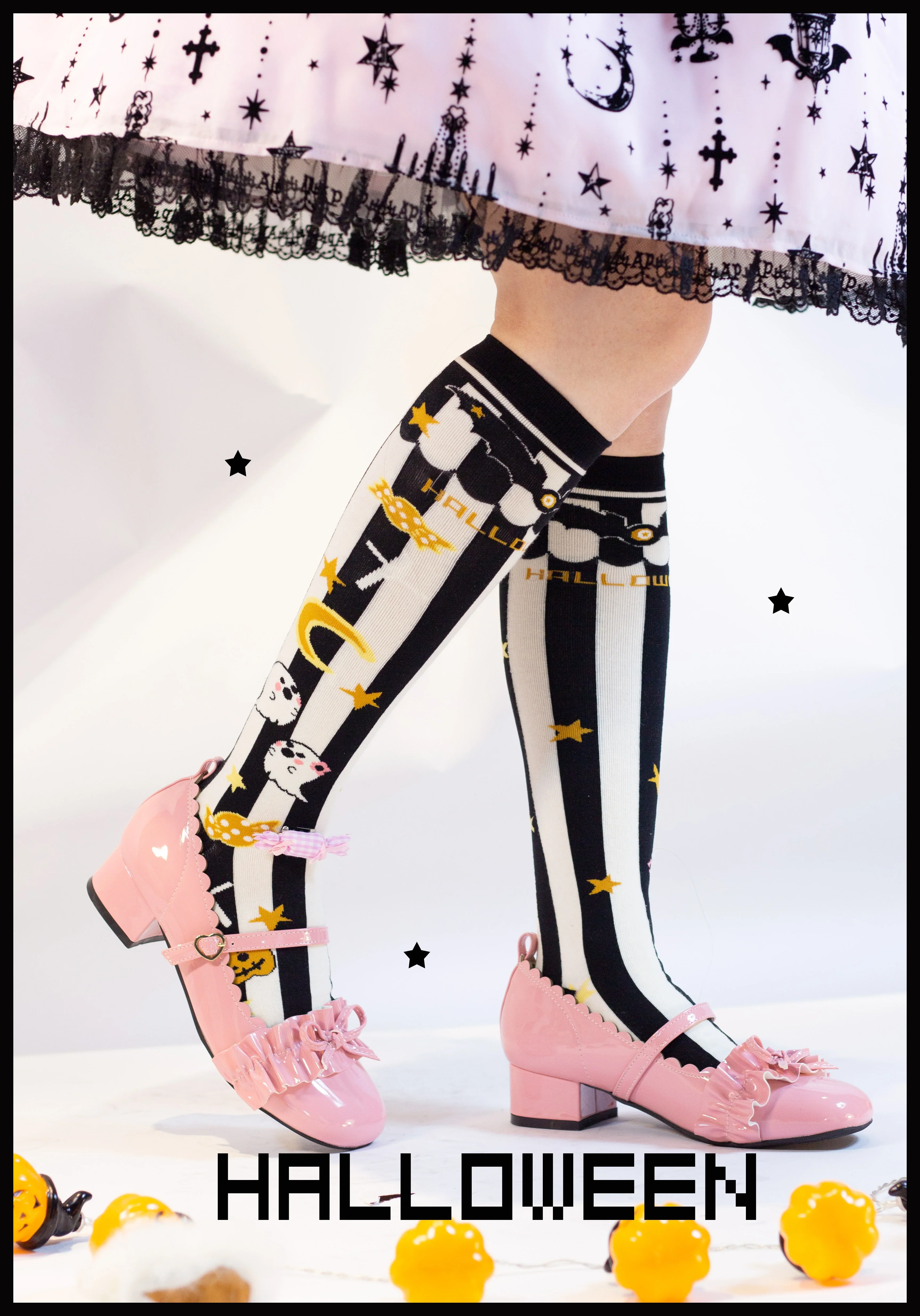 Gothic Lolita Halloween Pumpkin Bat Socks - Image 16