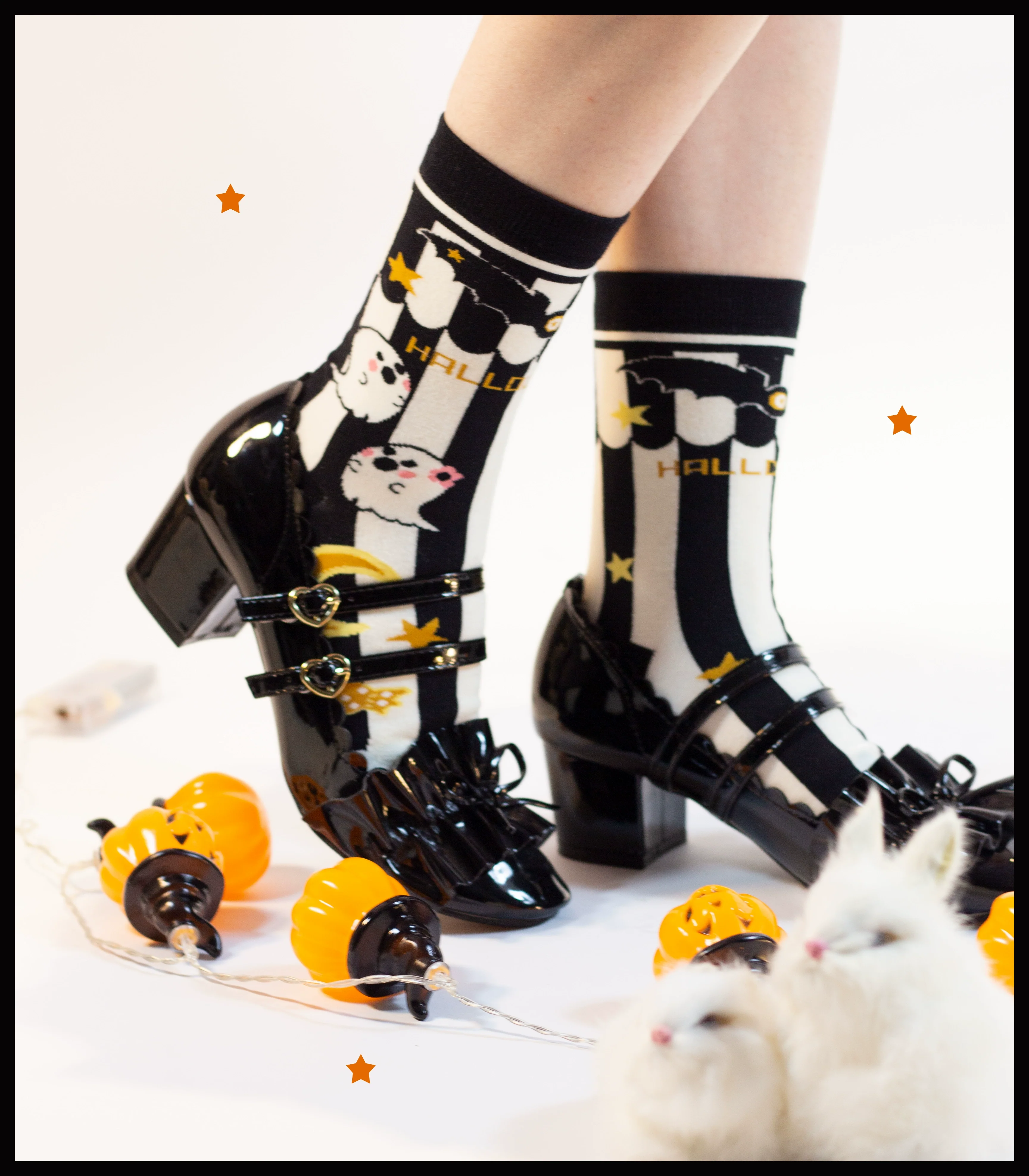 Gothic Lolita Halloween Pumpkin Bat Socks - Image 19