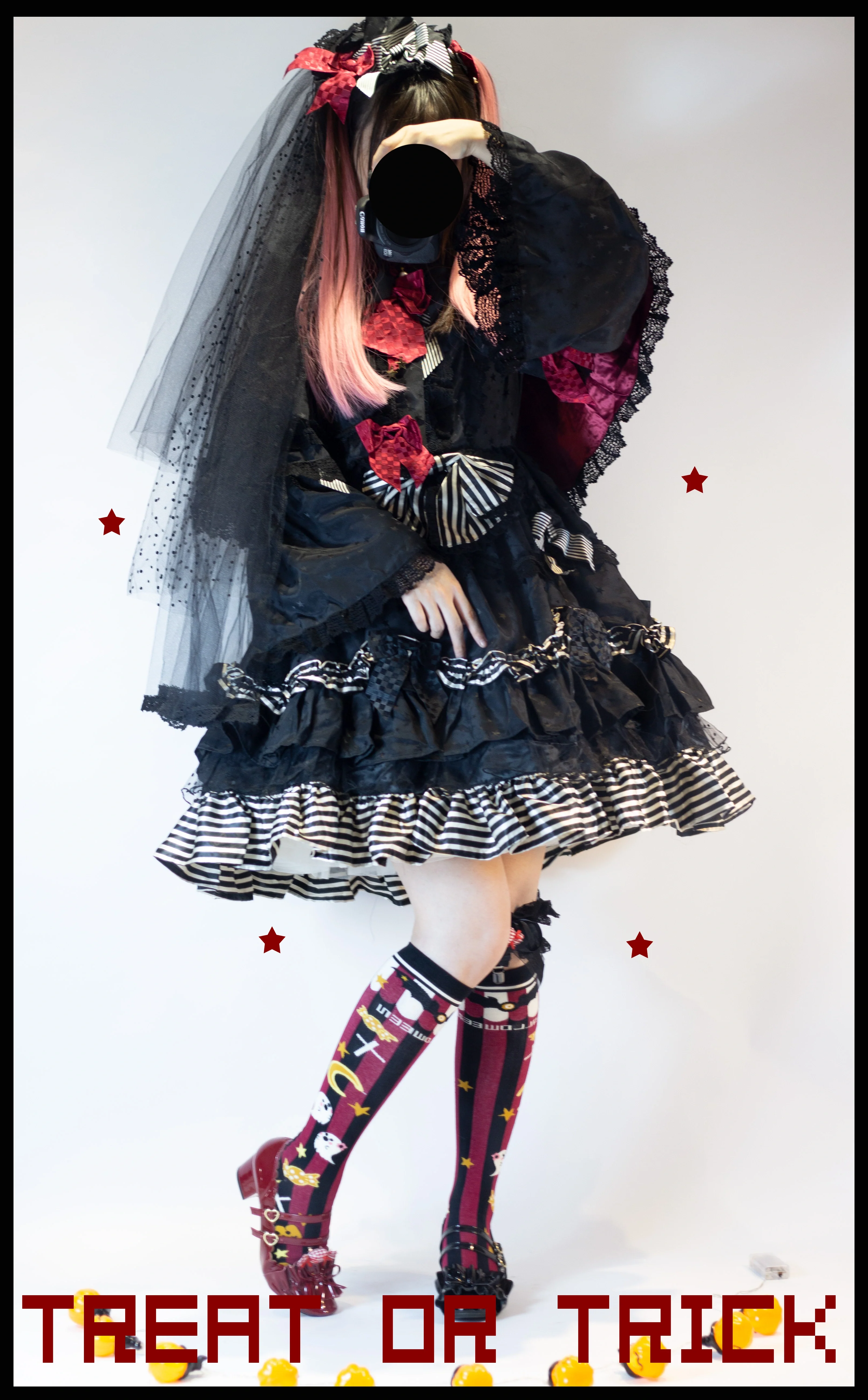 Gothic Lolita Halloween Pumpkin Bat Socks - Image 3