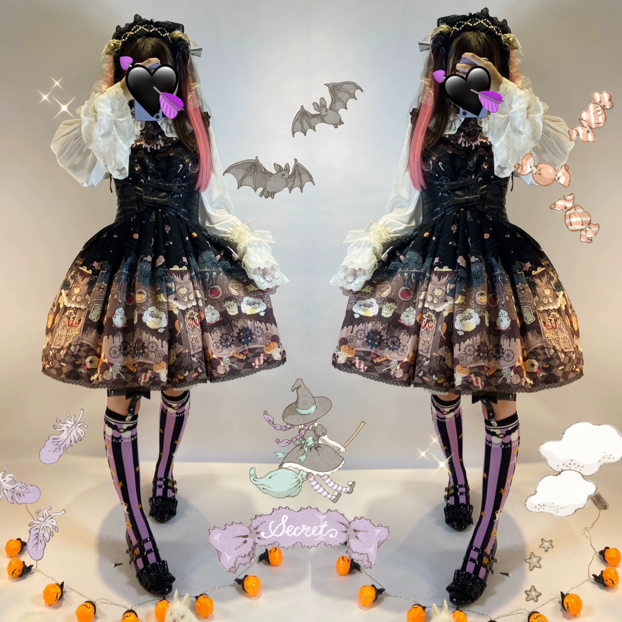 Gothic Lolita Halloween Pumpkin Bat Socks - Image 7