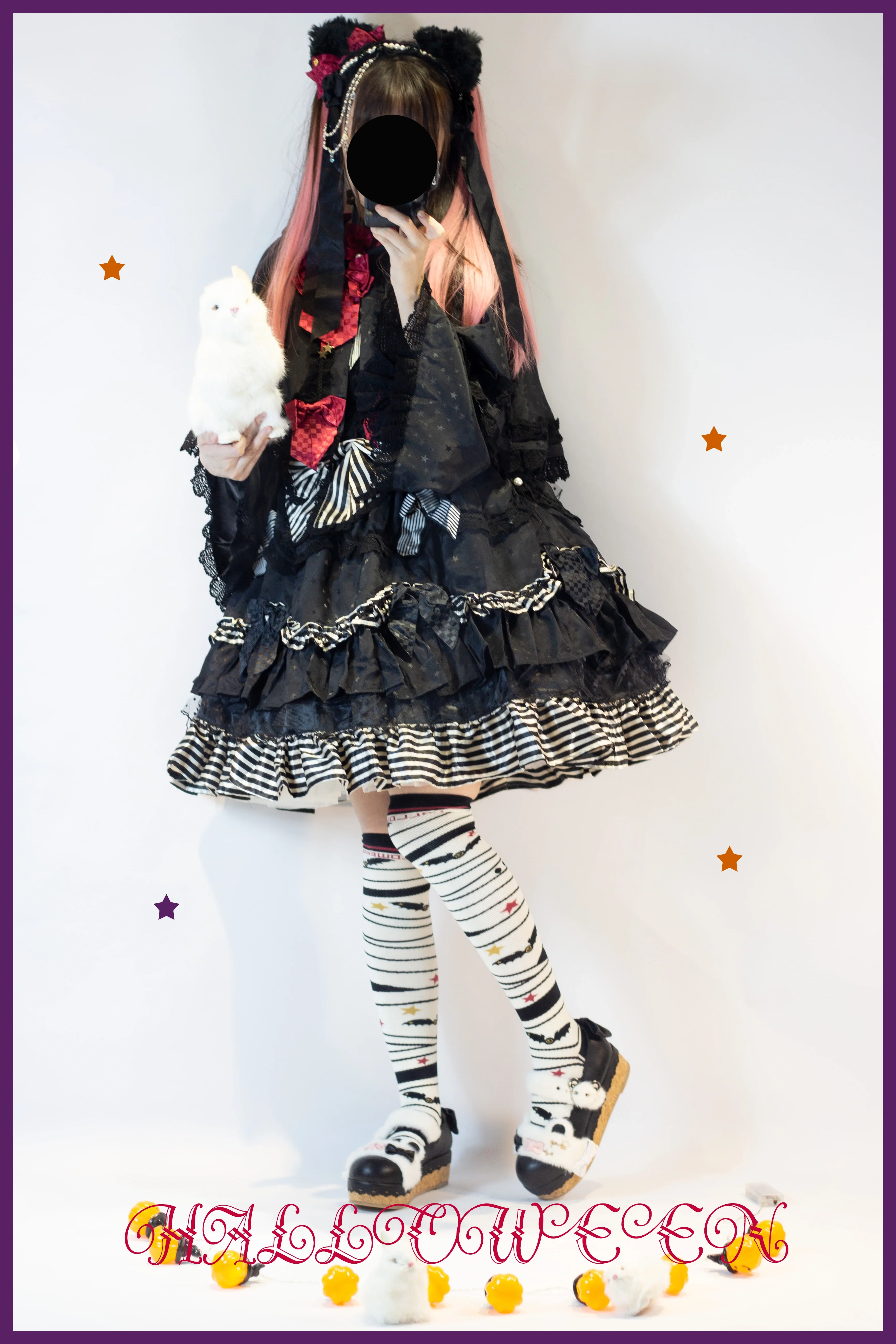 Gothic Lolita Halloween Pumpkin Bat Socks - Image 9