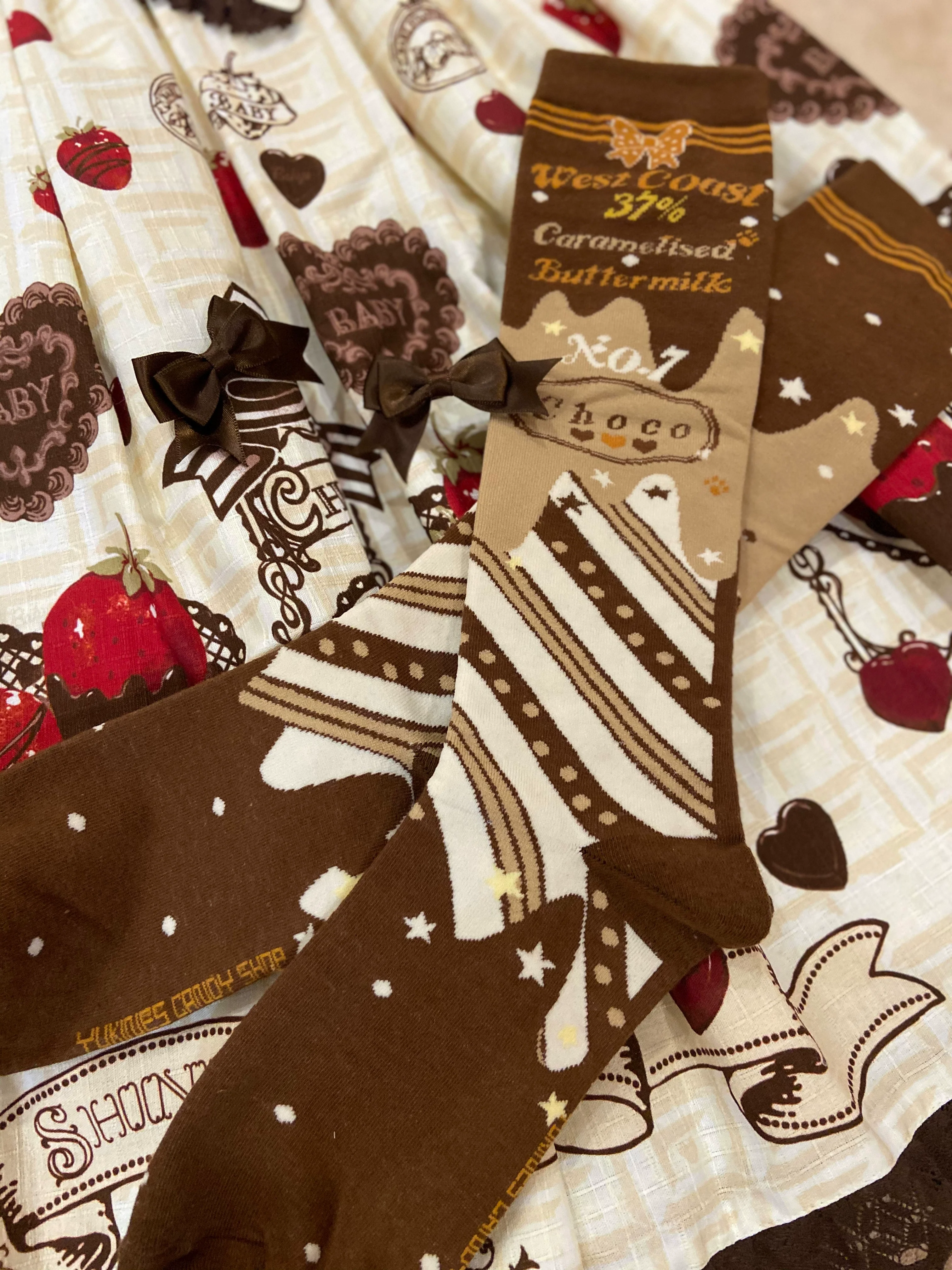 Kawaii Lolita Chocolate Color Cotton Socks - Image 5
