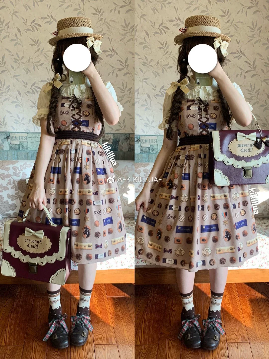Retro Lolita Chocolate Color Cotton Socks - Image 22